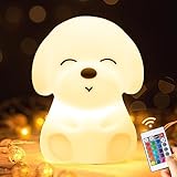 One Fire Nachtlicht Kinder, Kawaii 16 Farben Hund Baby Nachttischlampe Touch,USB-Aufladung Silikon Timing Led Akku Lampe Batterie, Tragbaren Nachtlampe Babyzimmer Geschenk
